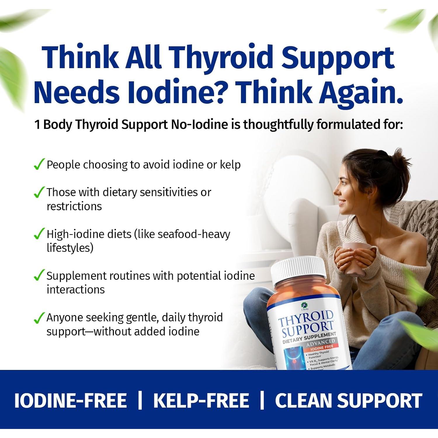 Suplemento Vegano 1 Body Soporte Tiroideo Sin Yodo 60 Cápsulas