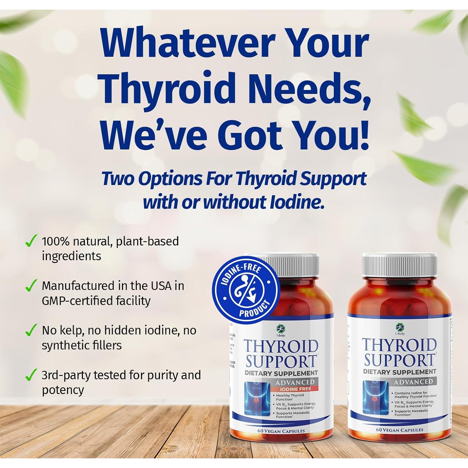 Suplemento Vegano 1 Body Soporte Tiroideo Sin Yodo 60 Cápsulas