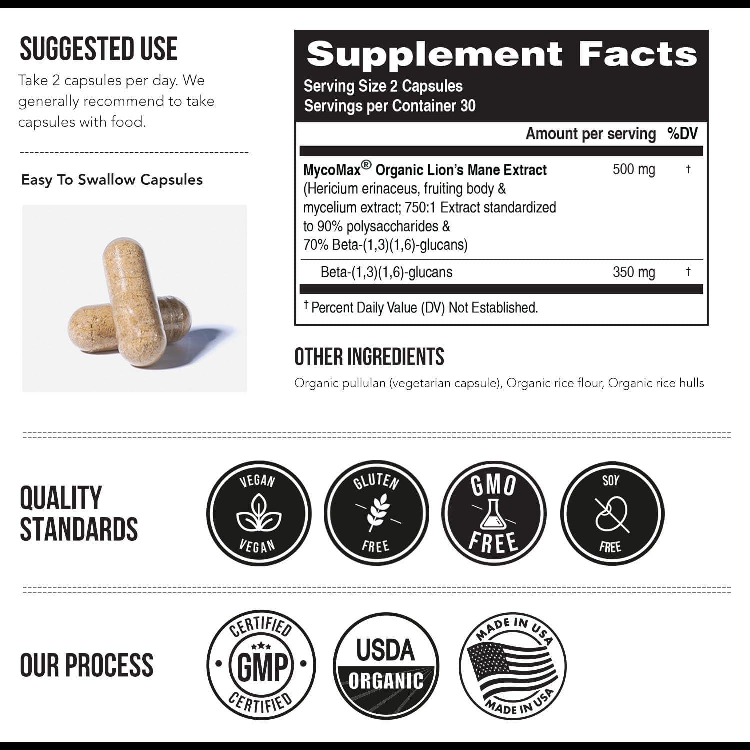 Suplemento MycoMax Melena de León 500 mg - 60 Cápsulas