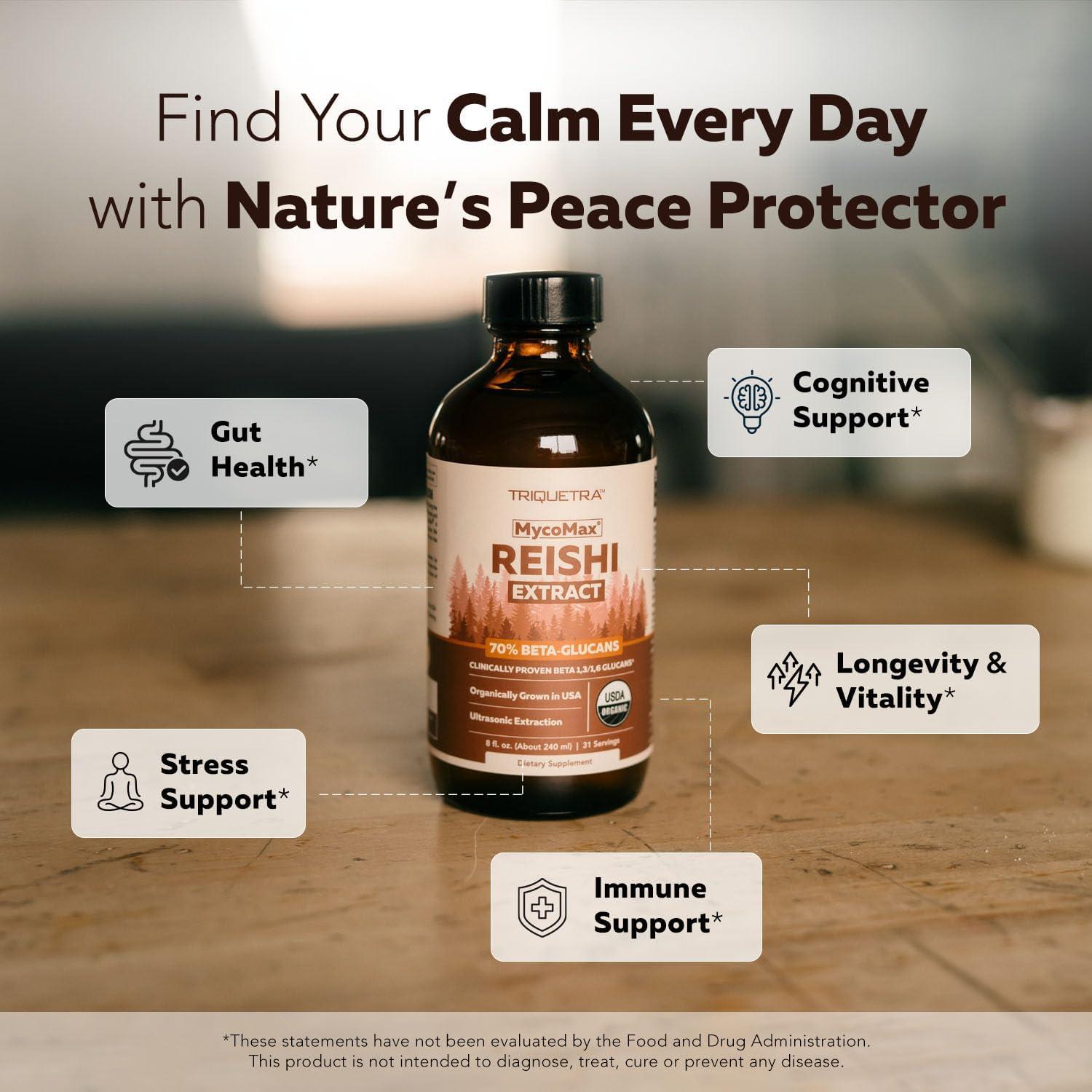 Extracto de Hongo Reishi Orgánico Triquetra Health 226.8 g - 70% Beta Glucanos