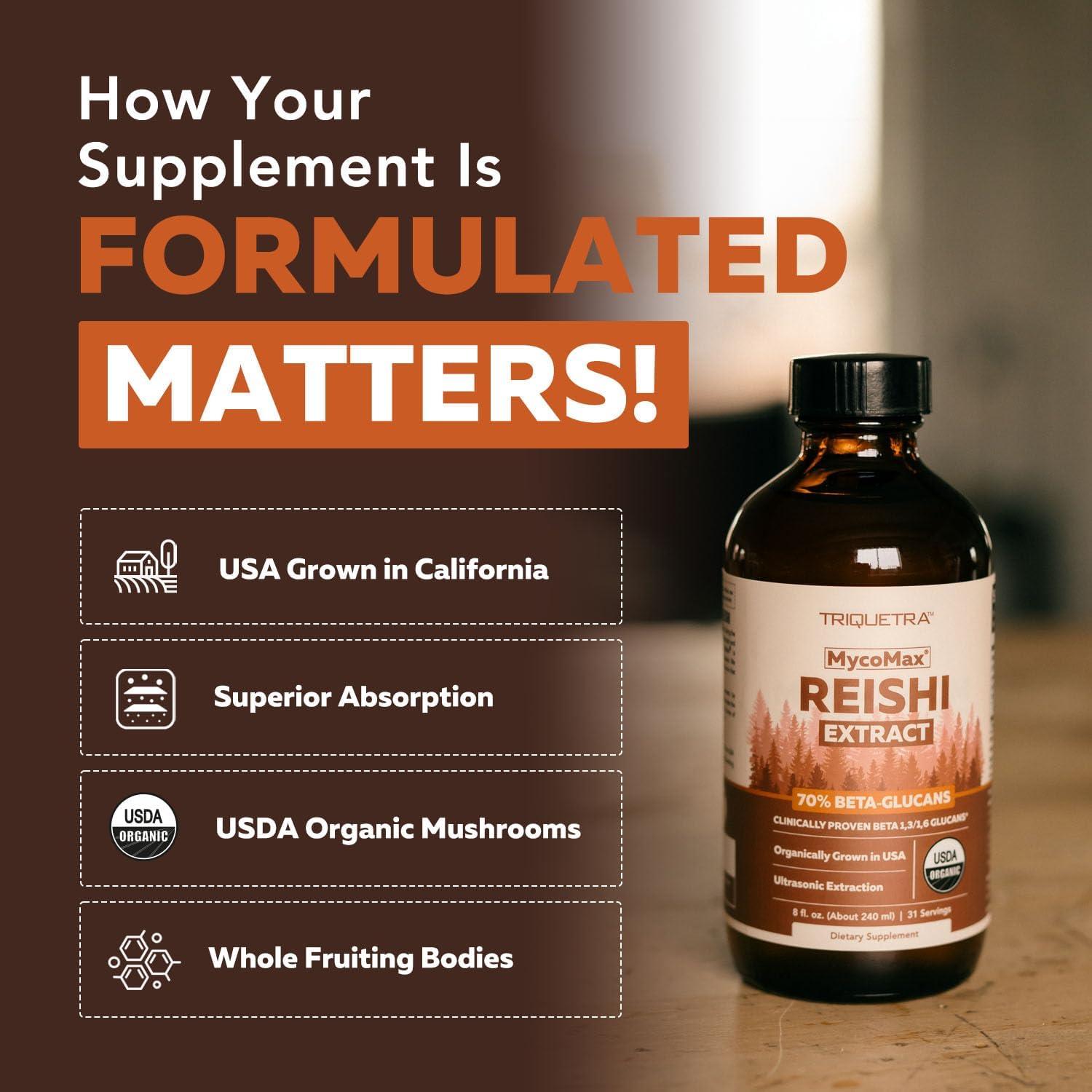 Extracto de Hongo Reishi Orgánico Triquetra Health 226.8 g - 70% Beta Glucanos