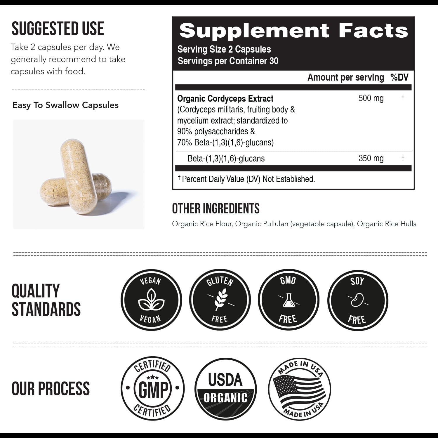 Extracto de Hongo Cordyceps Orgánico Triquetra Health - 60 Cápsulas