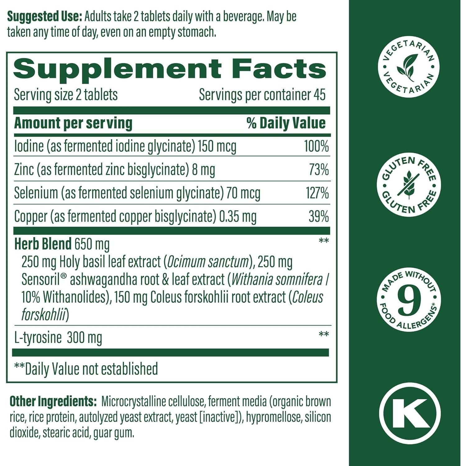 MegaFood Suplemento para Tiroides 60 Tabletas Vegetariano