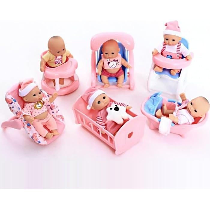 Set de Muñecas Bebé PowerTRC 6 Piezas con Accesorios