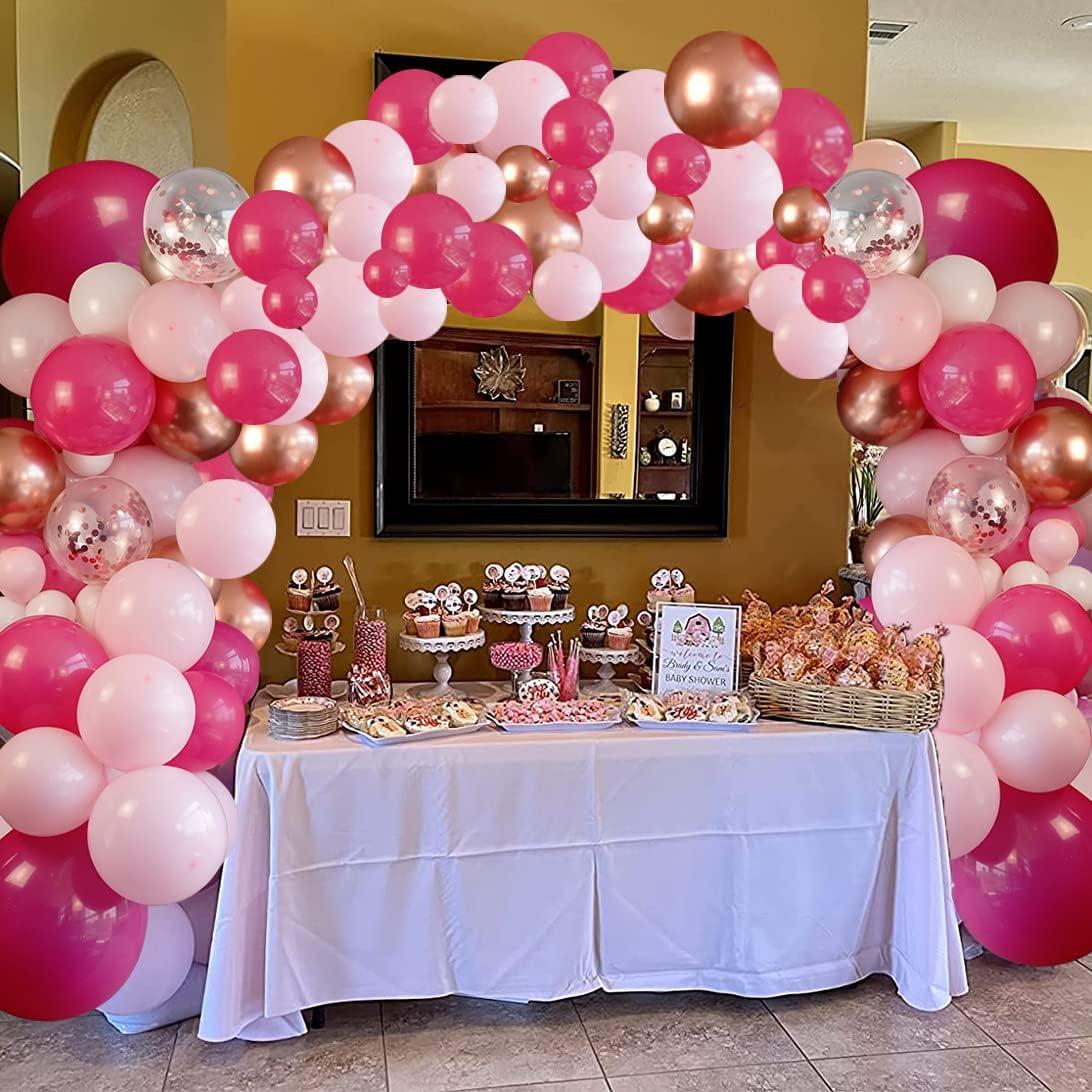 Kit de Arco de Globos Rosa Fucsia y Blanco 114 Pcs