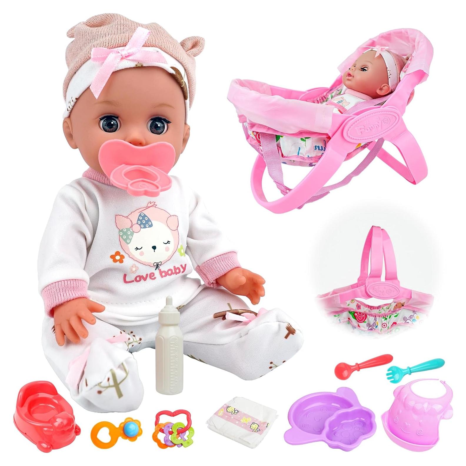 Muñeca Bebé 35 cm SHANTOUSHI con Accesorios y Cuna