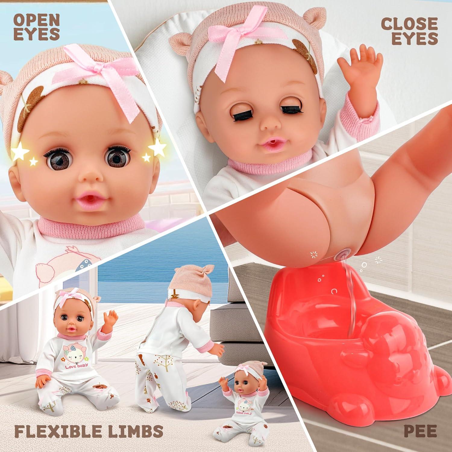 Muñeca Bebé 35 cm SHANTOUSHI con Accesorios y Cuna