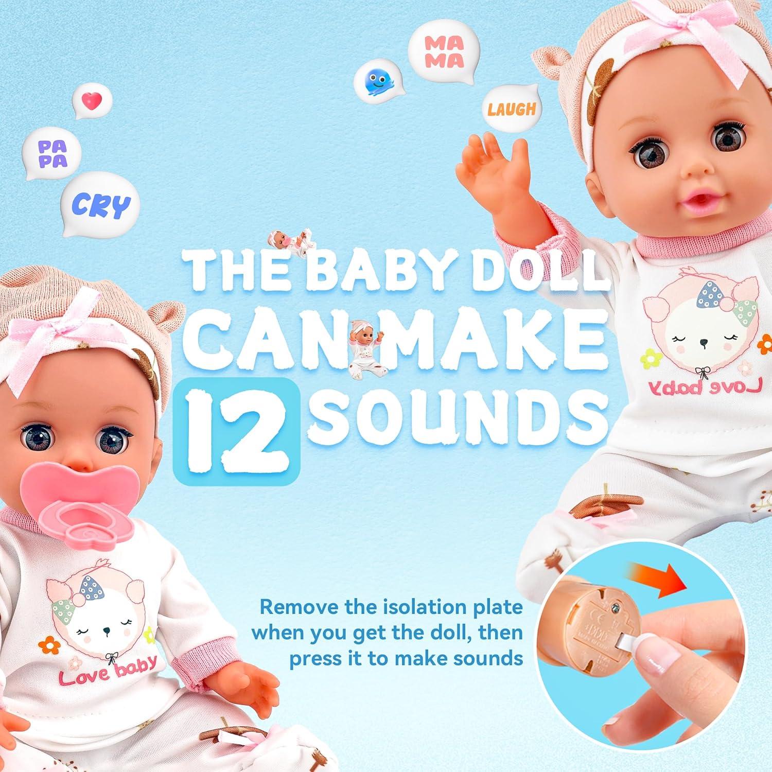 Muñeca Bebé 35 cm SHANTOUSHI con Accesorios y Cuna