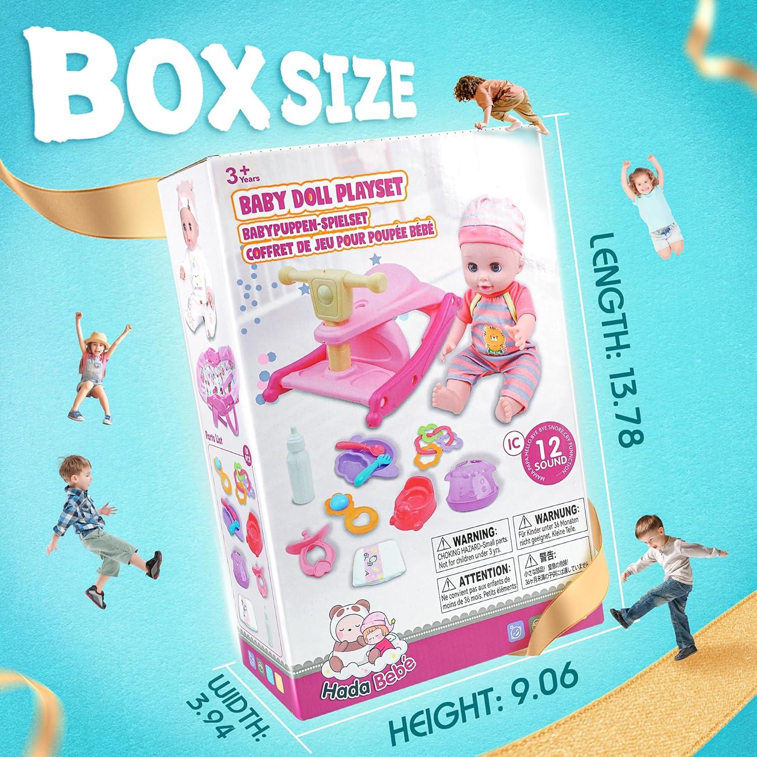 Muñeca Bebé 35 cm SHANTOUSHI con Accesorios y Cuna