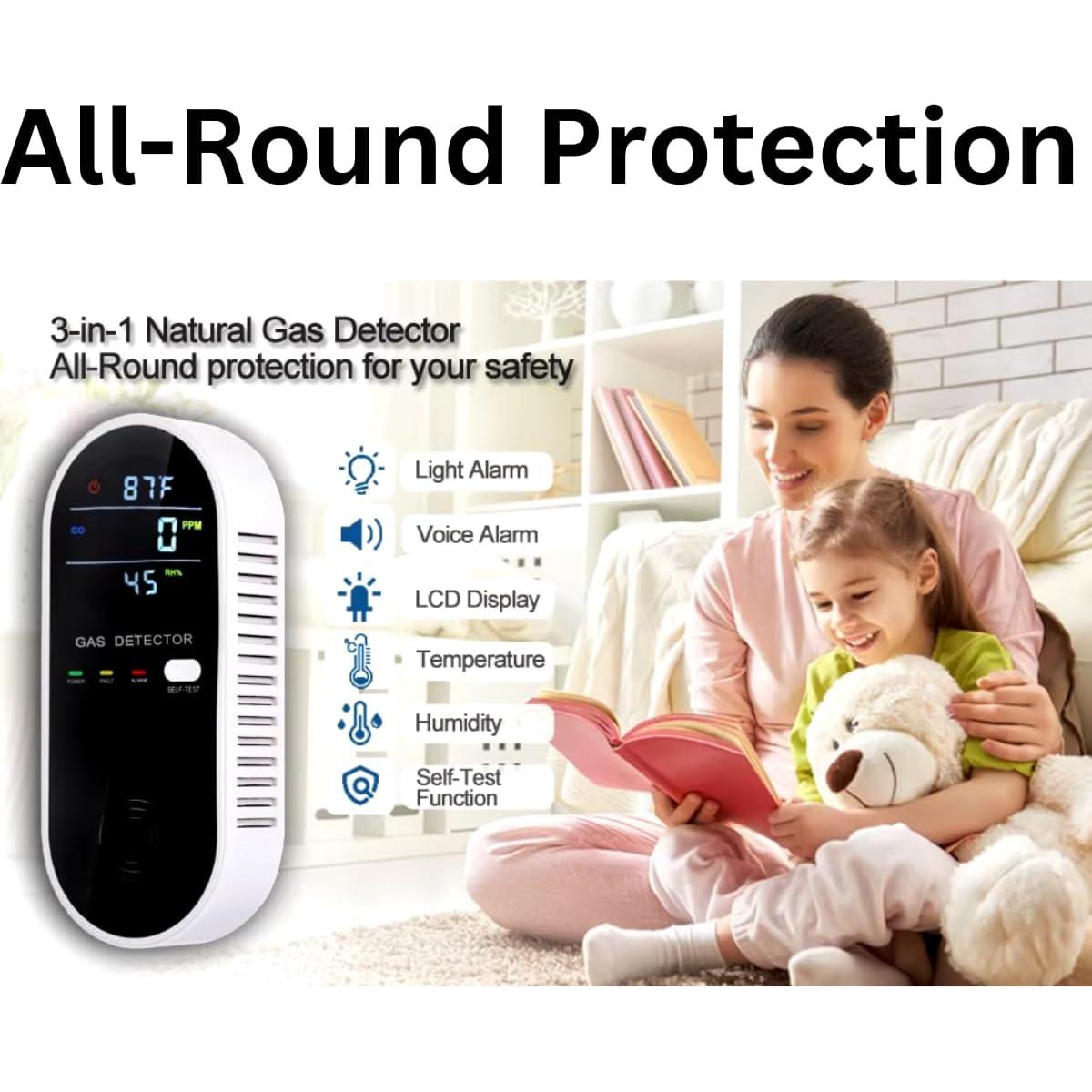 Detector de Gas Natural 3-en-1 Genérico KH107 LCD Con Alarma