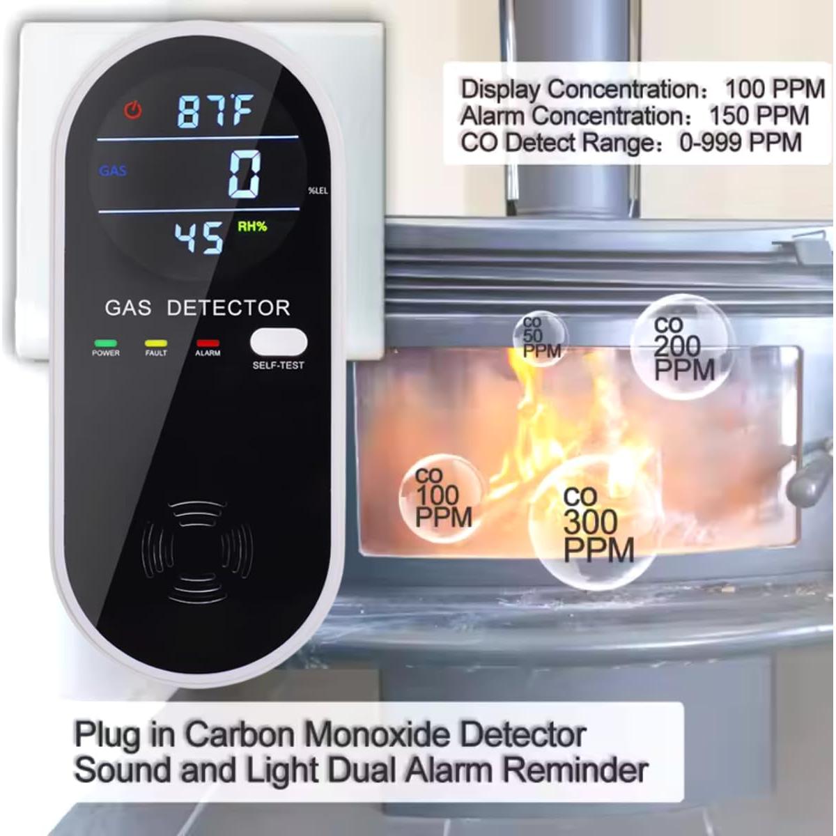 Detector de Gas Natural 3-en-1 Genérico KH107 LCD Con Alarma
