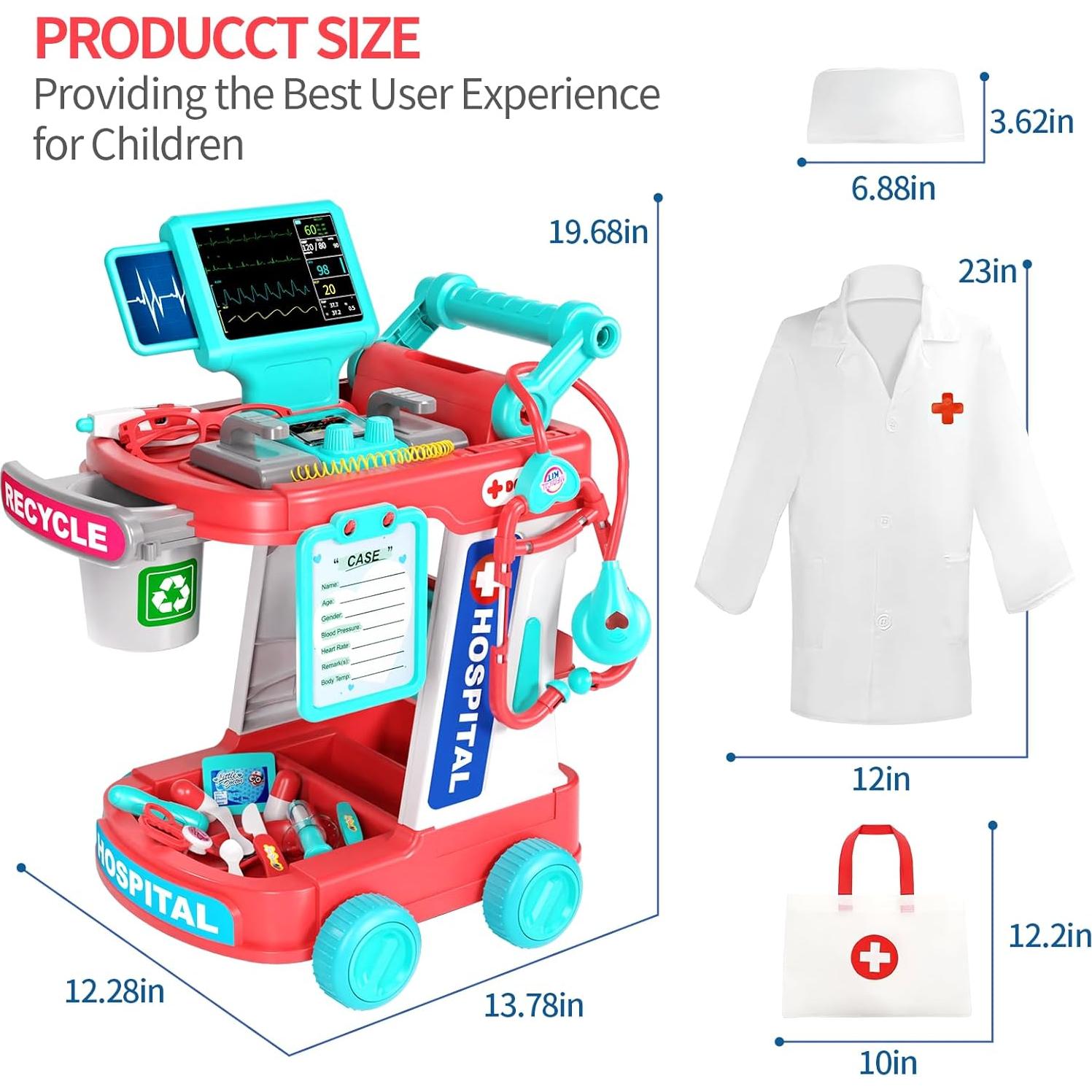 Kit de Doctor Jovow con Carrito Rosa y Accesorios Médicos