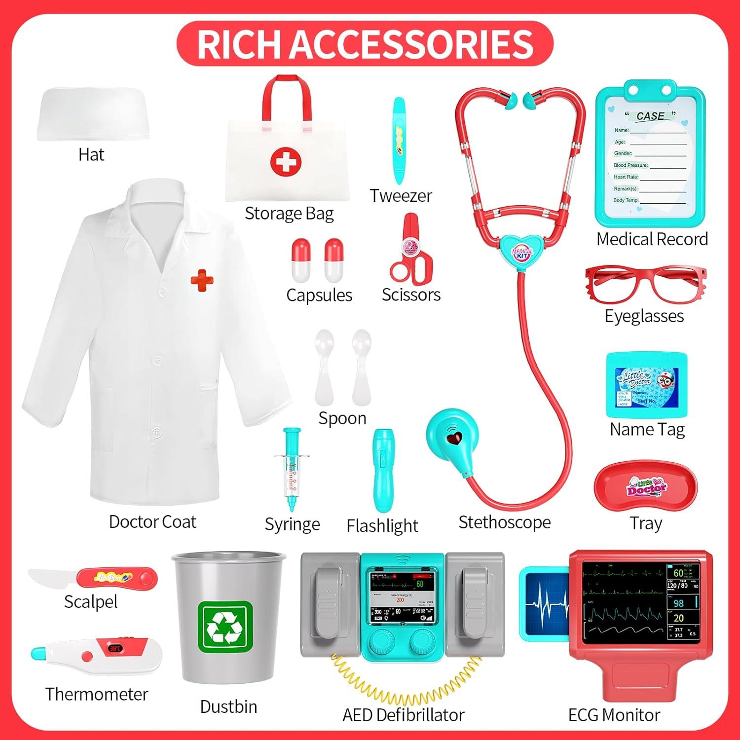 Kit de Doctor Jovow con Carrito Rosa y Accesorios Médicos
