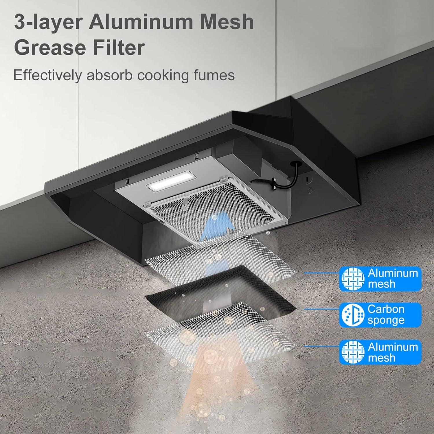 Campana Extractora Bajo Gabinete SNDOAS 60 cm Negra 230 CFM