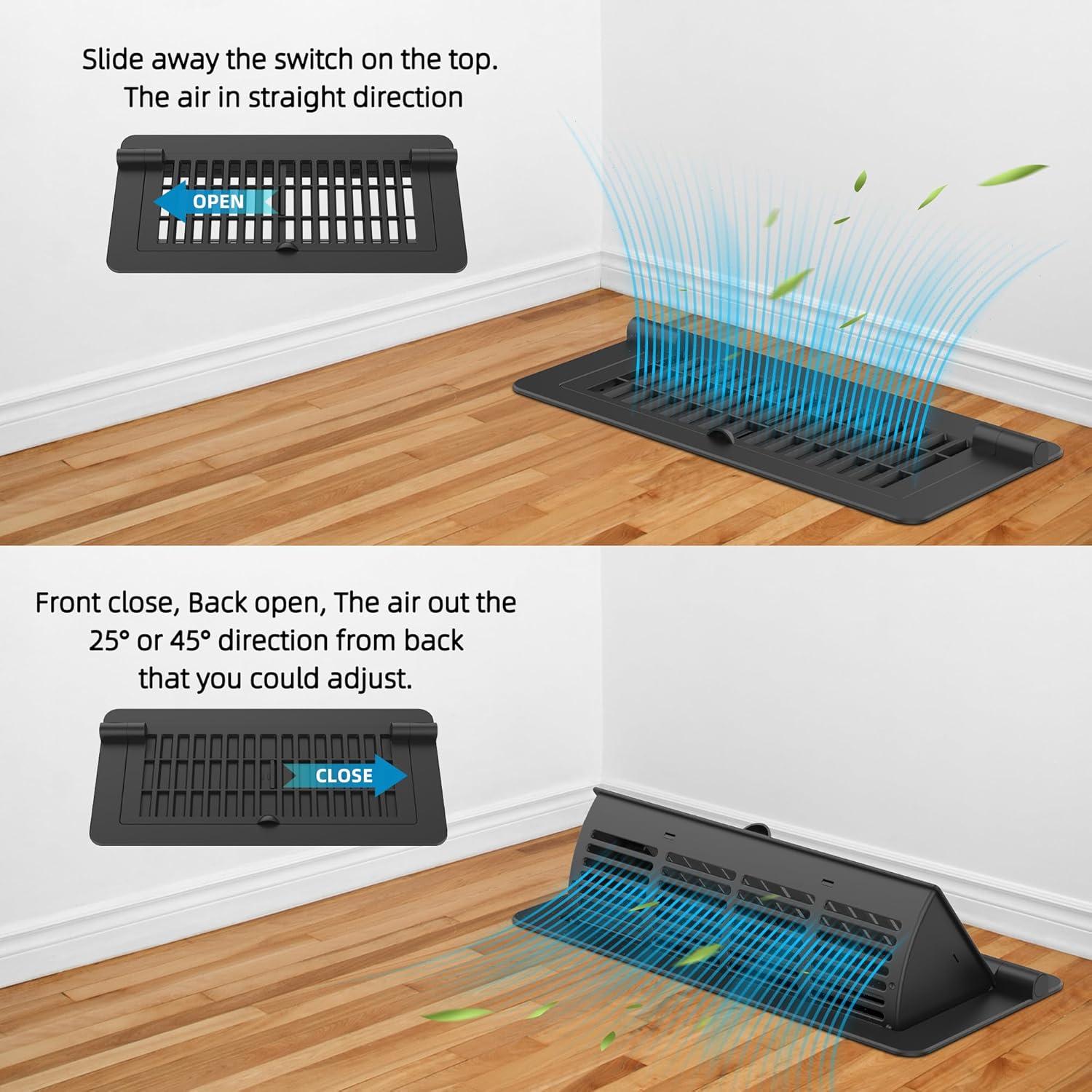 Deflectores de Ventilación 2 en 1 BYEWIRE 4x10 cm Negro - Paquete de 2