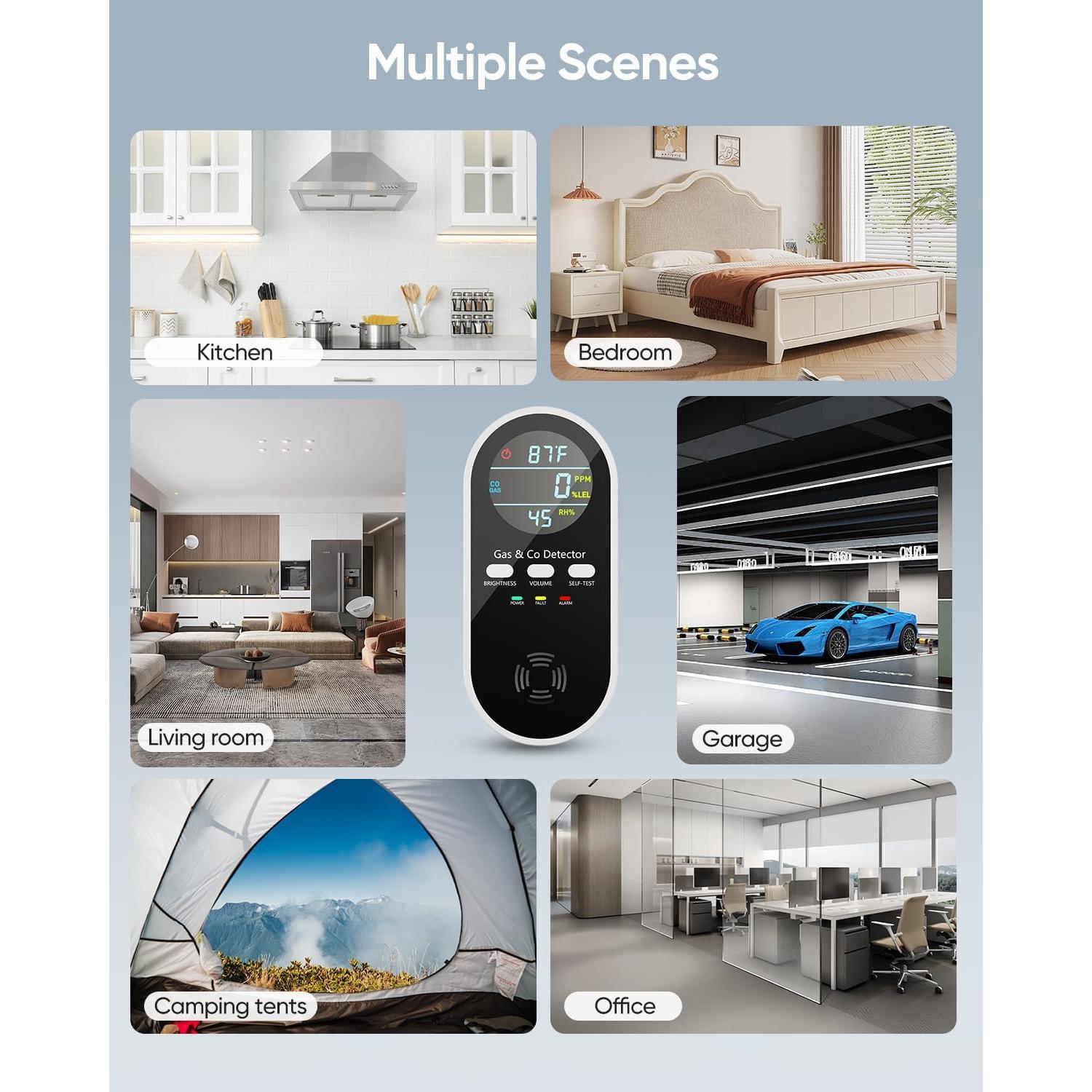 Detector de Monóxido de Carbono 5-en-1 Vilfet KH168, Pantalla HD