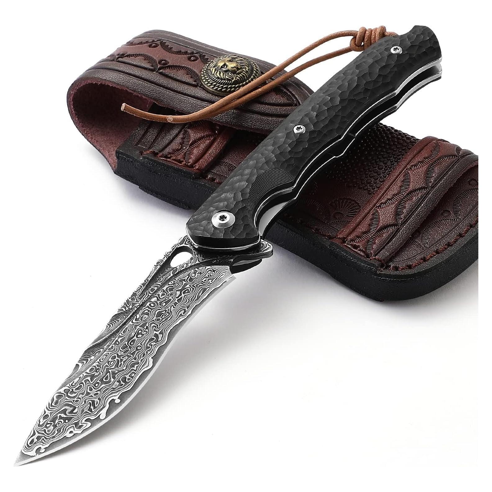 Cuchillo de bolsillo Damasco DRACHENADER HMD 20cm con funda