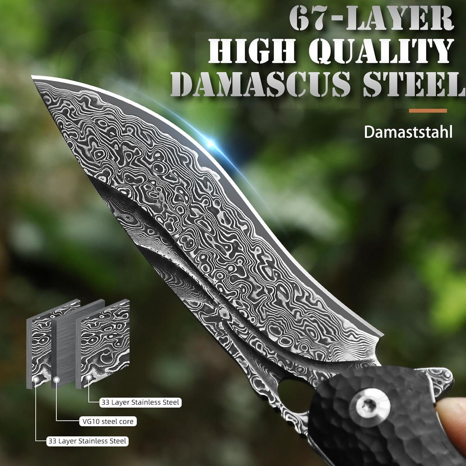 Cuchillo de bolsillo Damasco DRACHENADER HMD 20cm con funda