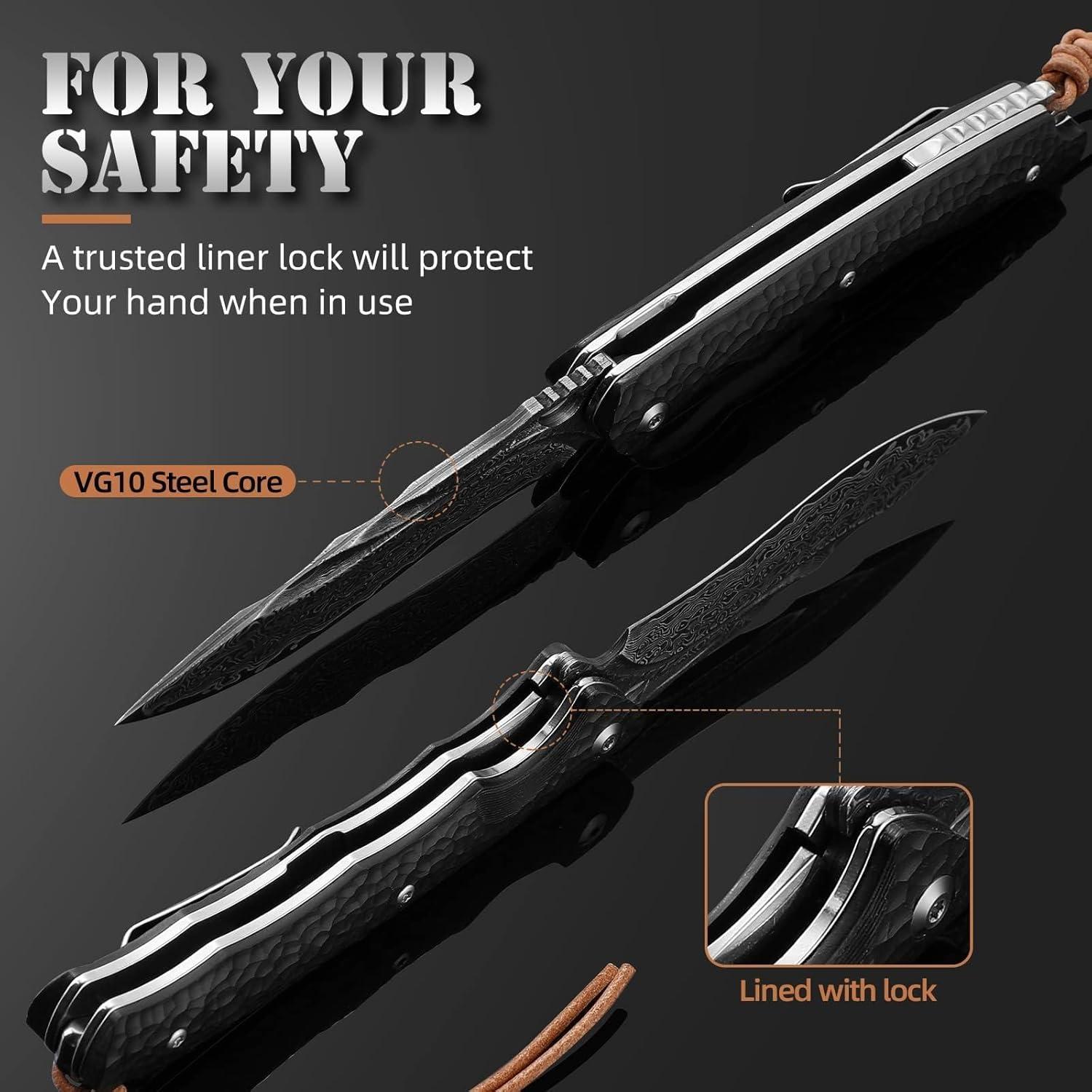 Cuchillo de bolsillo Damasco DRACHENADER HMD 20cm con funda