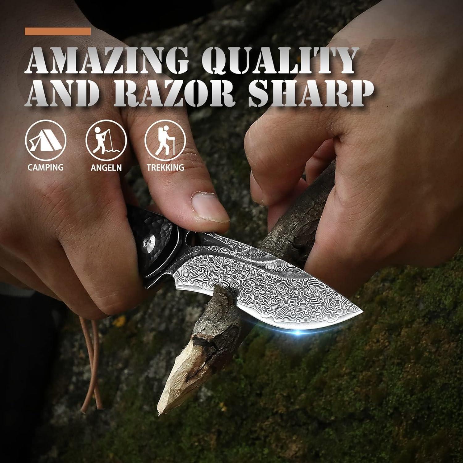 Cuchillo de bolsillo Damasco DRACHENADER HMD 20cm con funda