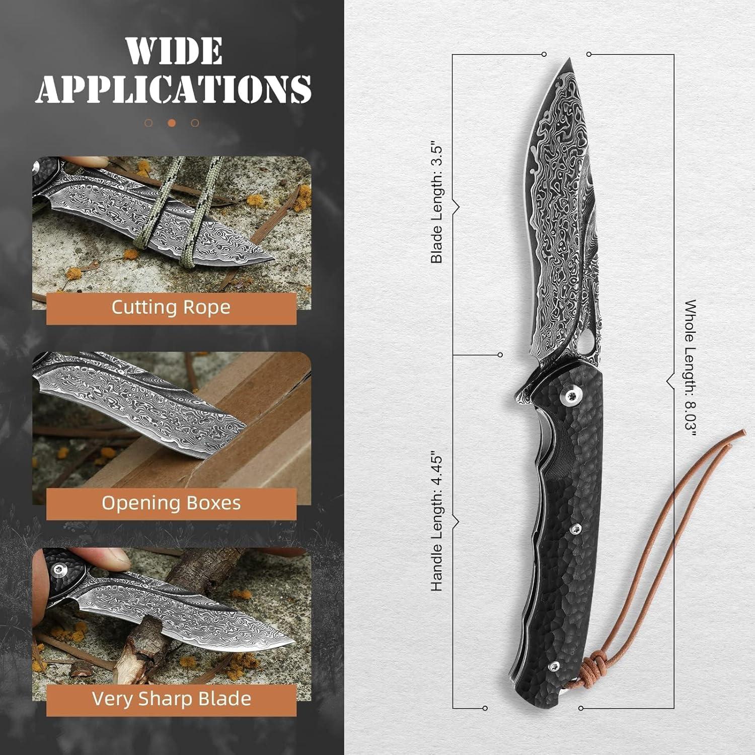 Cuchillo de bolsillo Damasco DRACHENADER HMD 20cm con funda