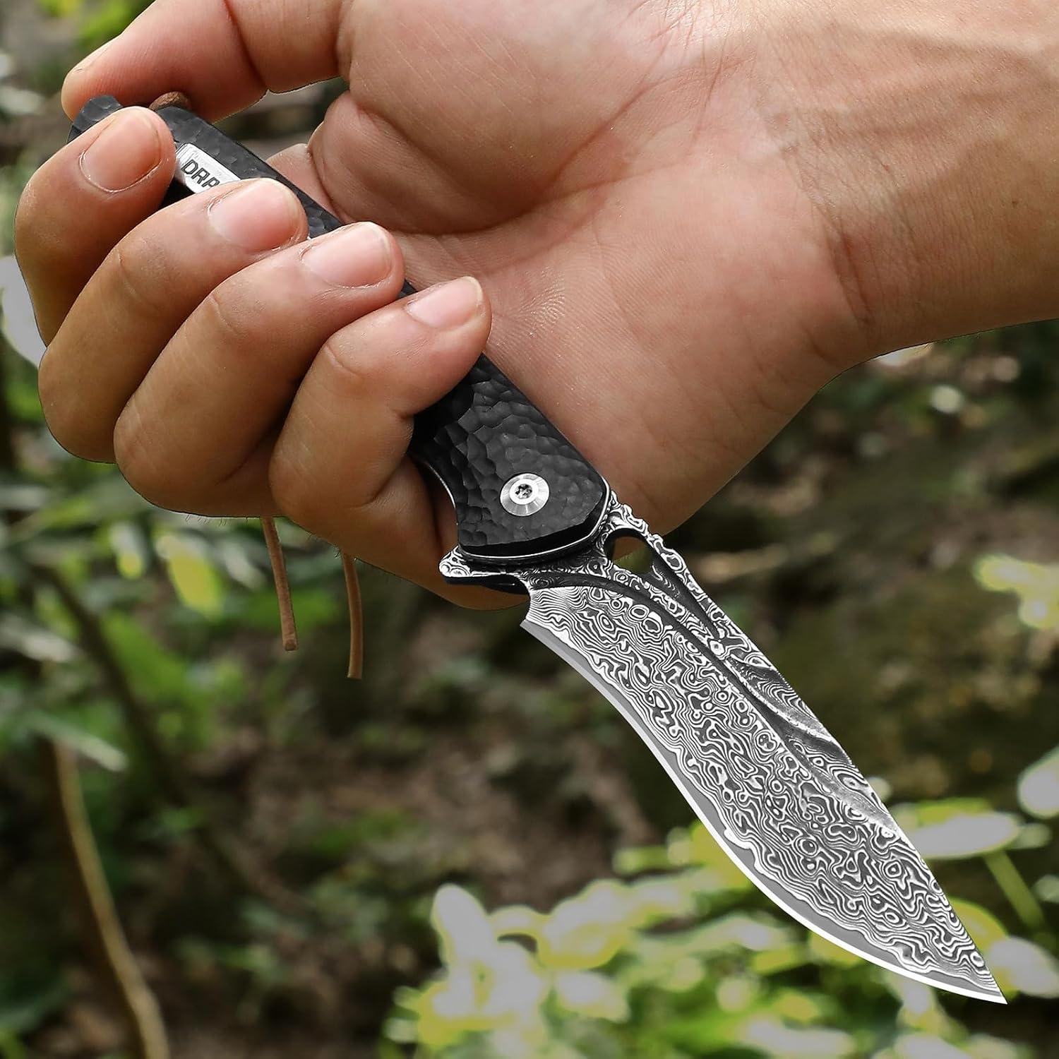 Cuchillo de bolsillo Damasco DRACHENADER HMD 20cm con funda