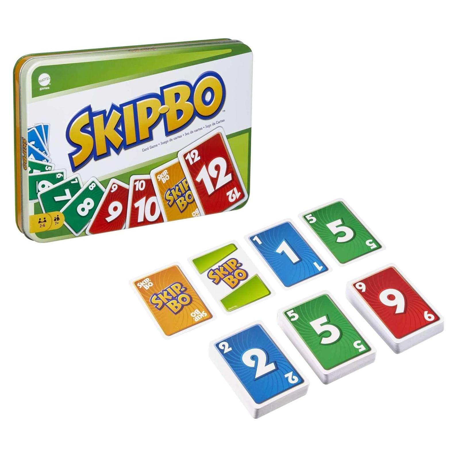 Juego de Cartas Skip-Bo Mattel en Lata Decorativa 2-6 Jugadores
