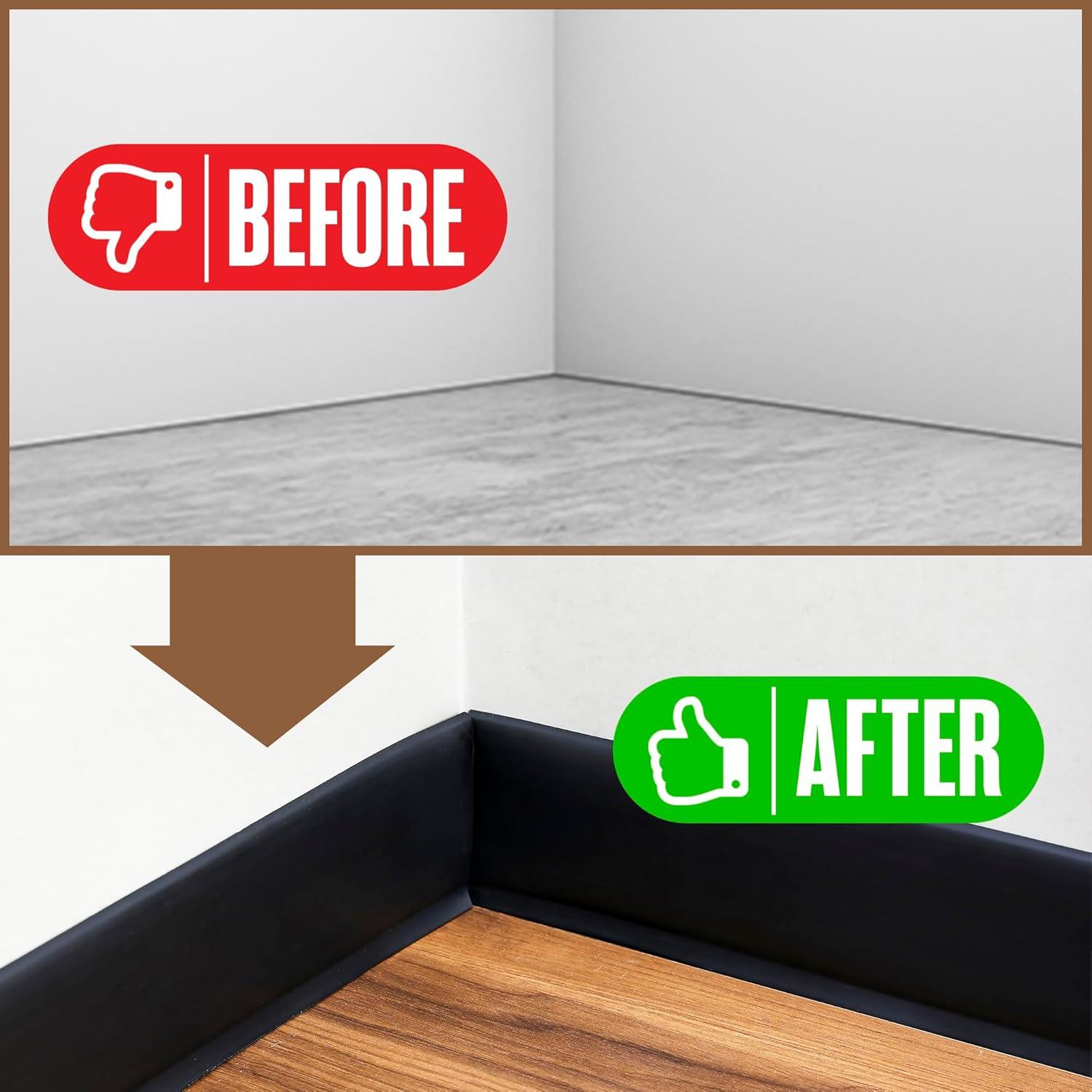 Moldura de Base Autoadhesiva Houseables 10.54cm x 18.29m Negro