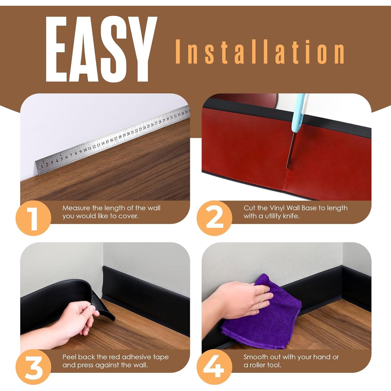 Moldura de Base Autoadhesiva Houseables 10.54cm x 18.29m Negro