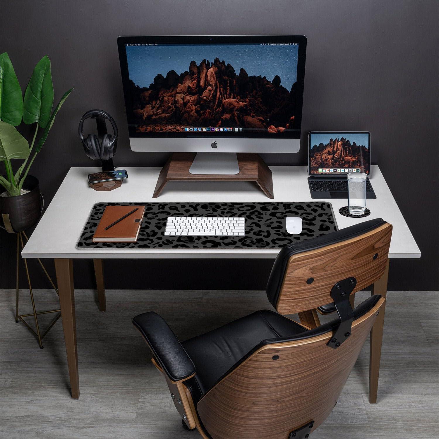 Alfombrilla de Ratón Bxgolkgd XL Estampado Leopardo 80x30cm