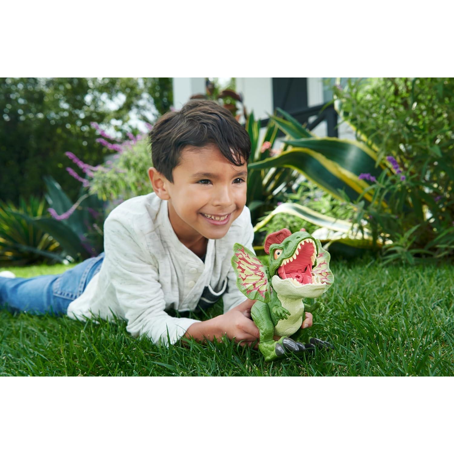 Figura Dilophosaurus Mattel Jurassic World con Lanzador y Sonido