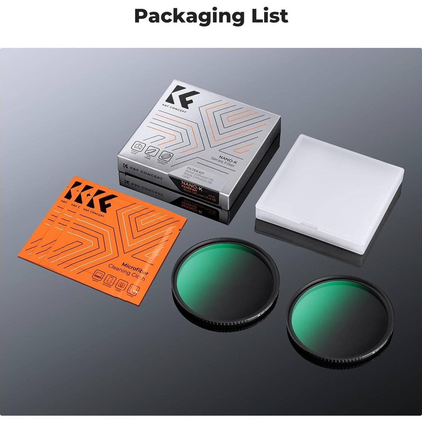 Filtro de Difusión Negra K&F CONCEPT 49mm Efecto Cinemático