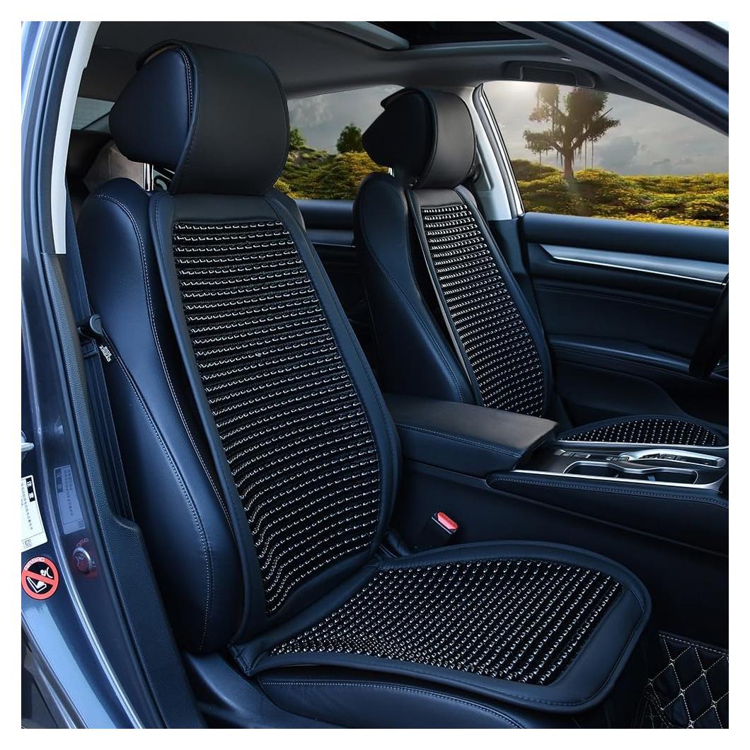 Cojín de Asiento de Coche de Madera Blueshyhall - 2 Pcs Negro