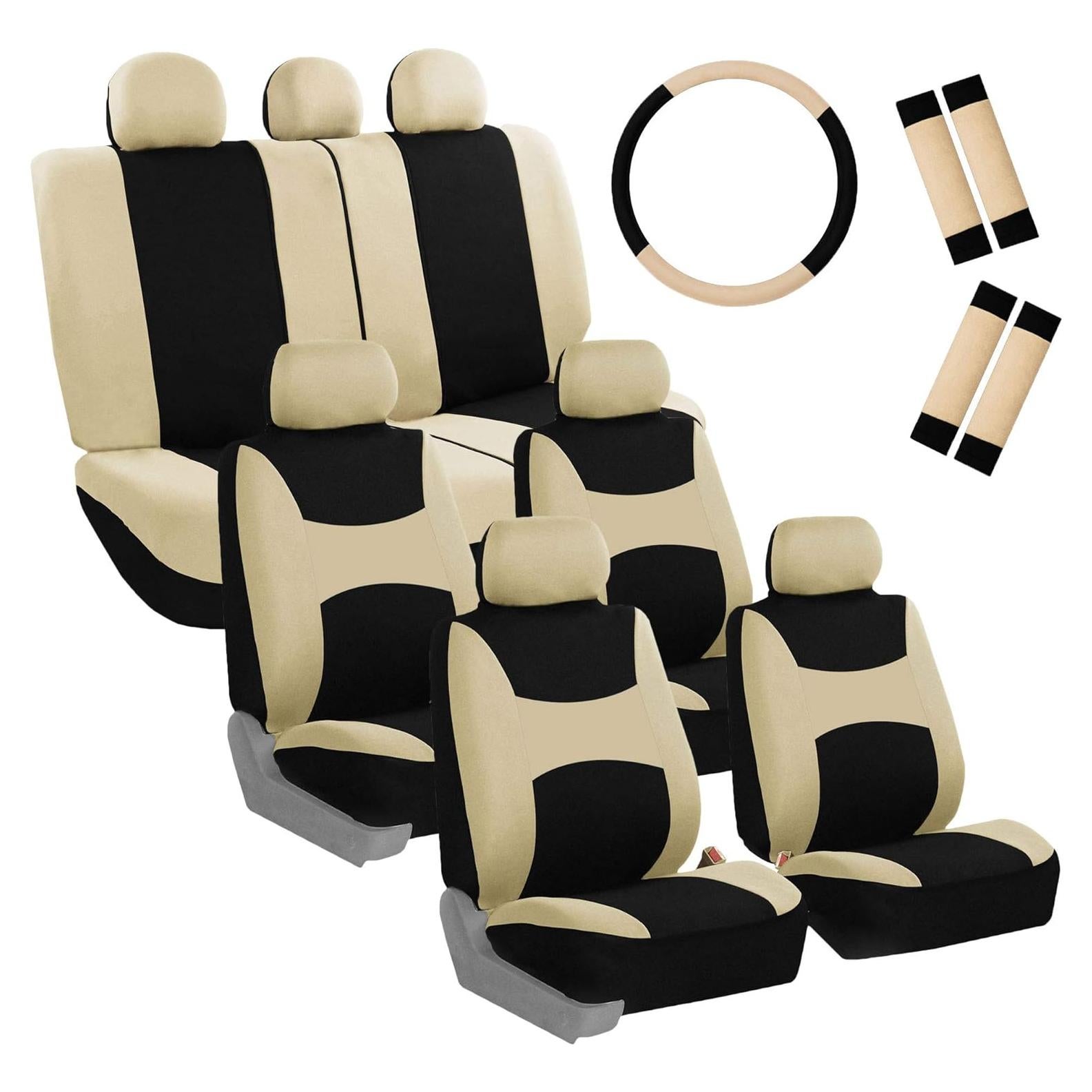 Fundas de Asiento de Coche FH Group Beige/Negro - Juego de 7