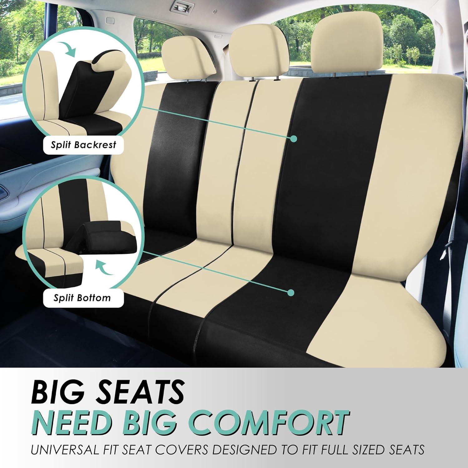 Fundas de Asiento de Coche FH Group Beige/Negro - Juego de 7