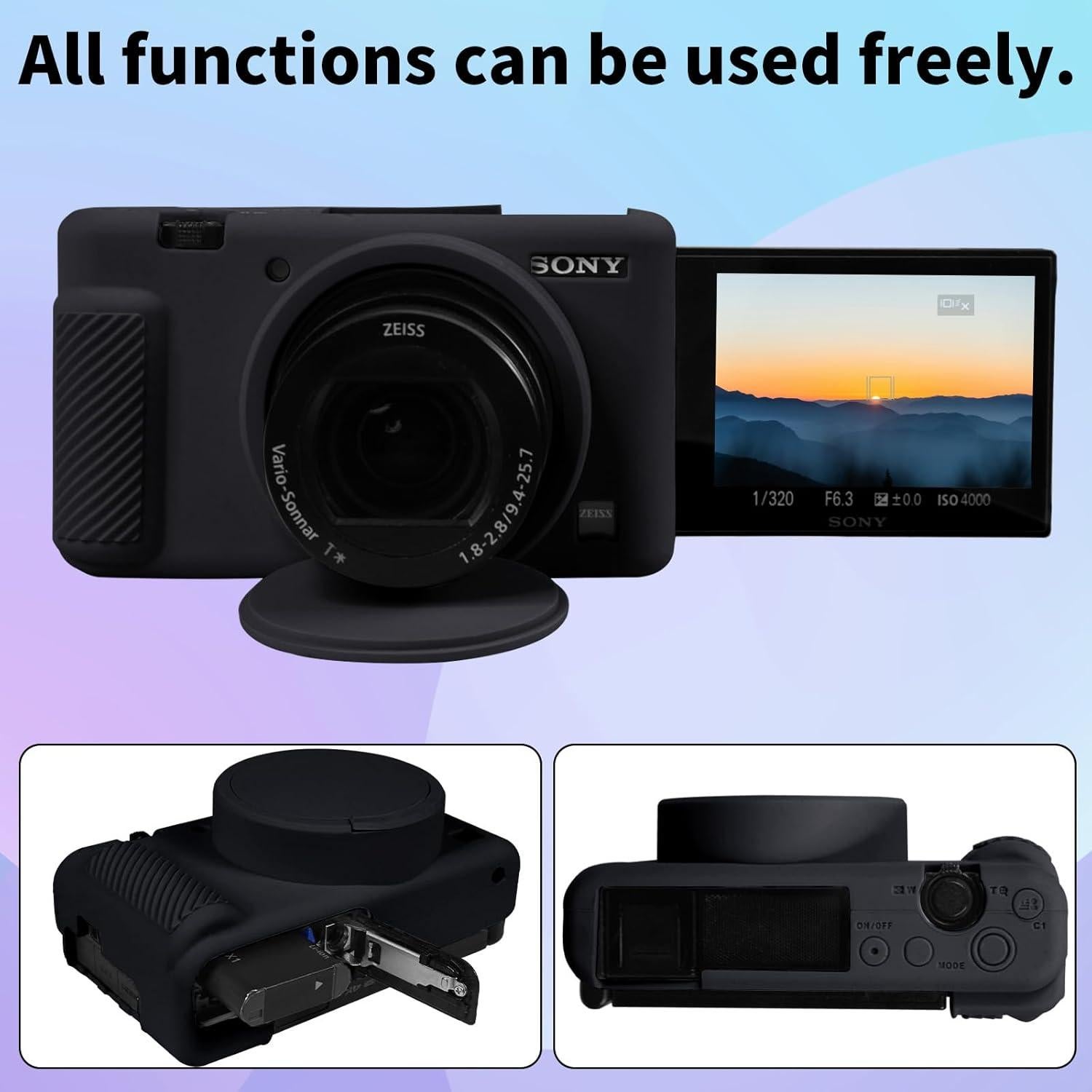 Funda protectora de silicona para cámara Sony ZV-1 negra
