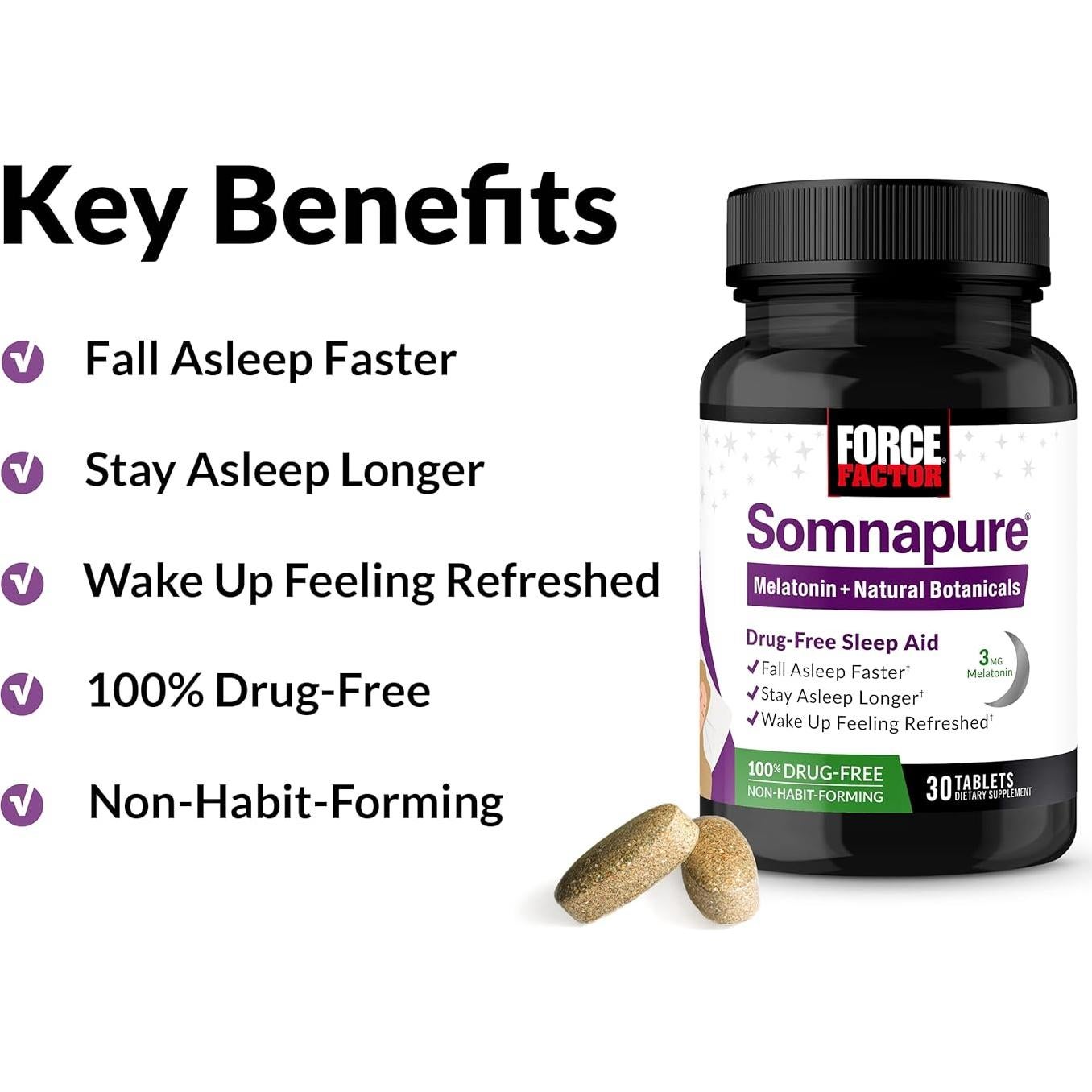 Force Factor Somnapure 30 Tabletas para Dormir Natural