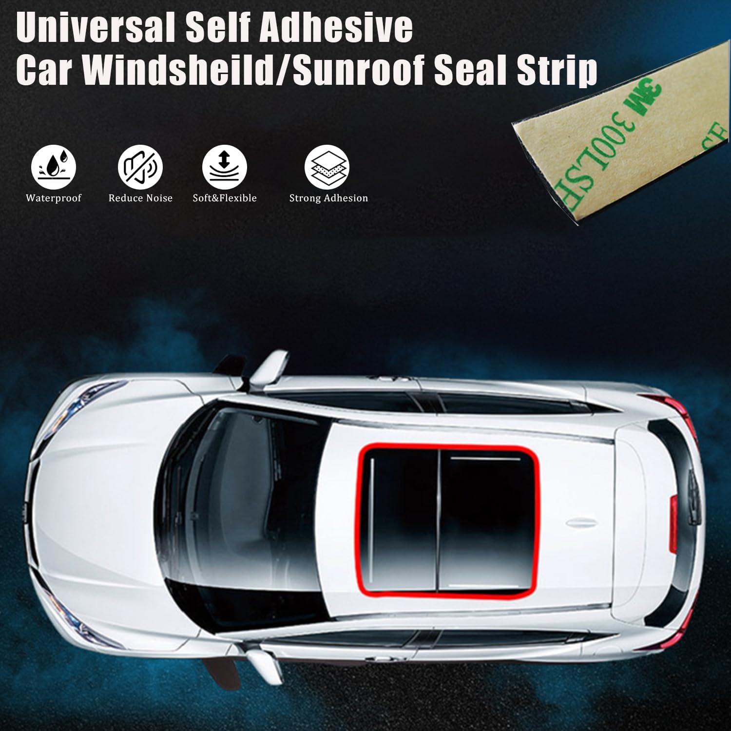 Tira de Sello de Goma Smeyta 3M para Parabrisas Coche Negro