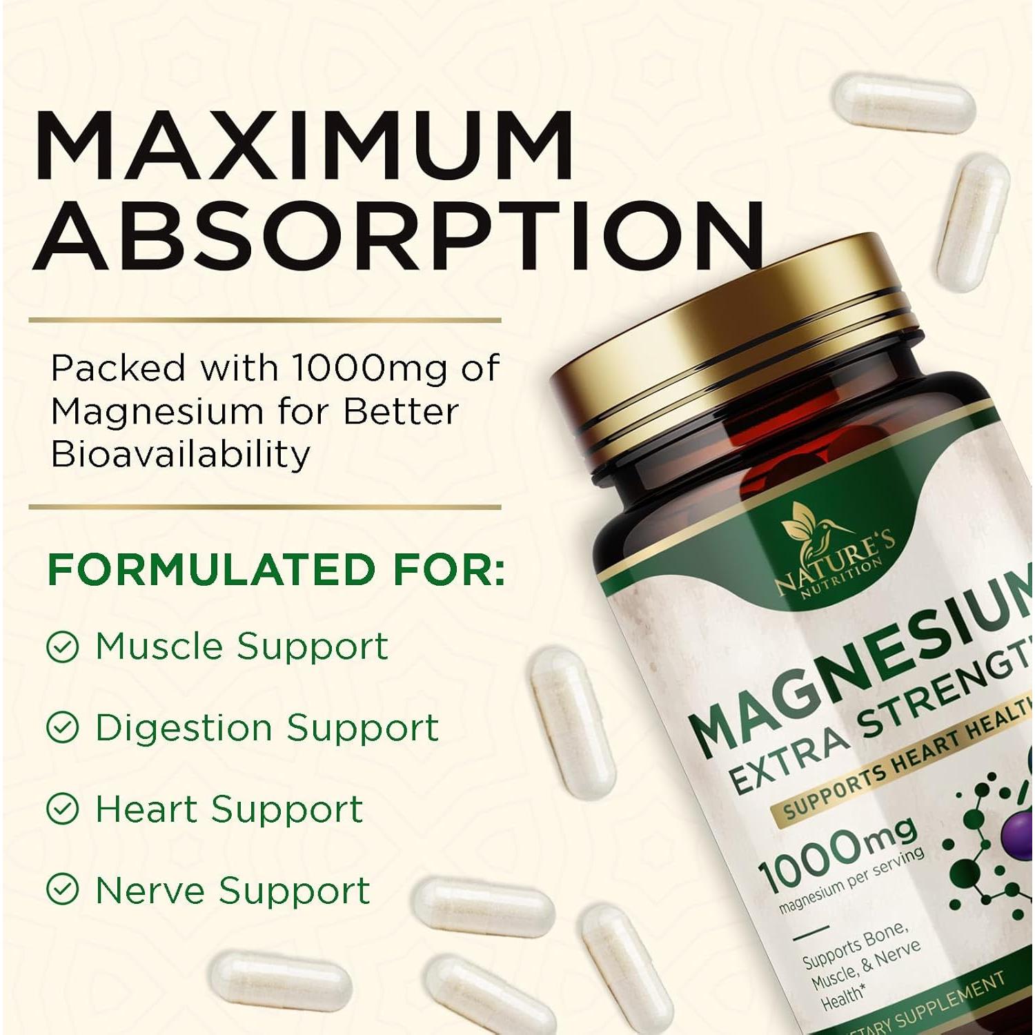 Suplemento de Magnesio Citrato y Óxido 1000mg - 60 Cápsulas