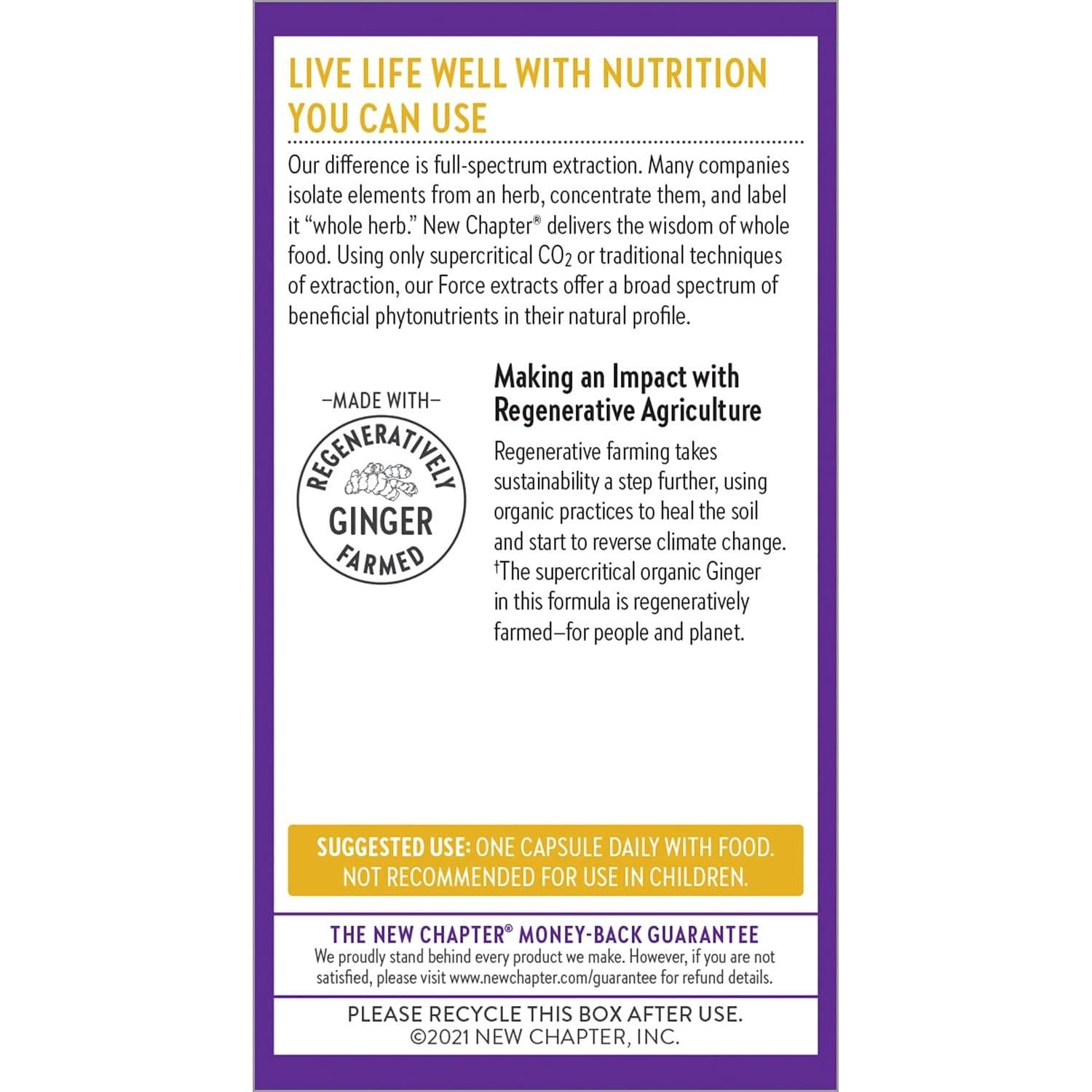 Suplemento de Jengibre Orgánico New Chapter 60 Cápsulas Vegetarianas