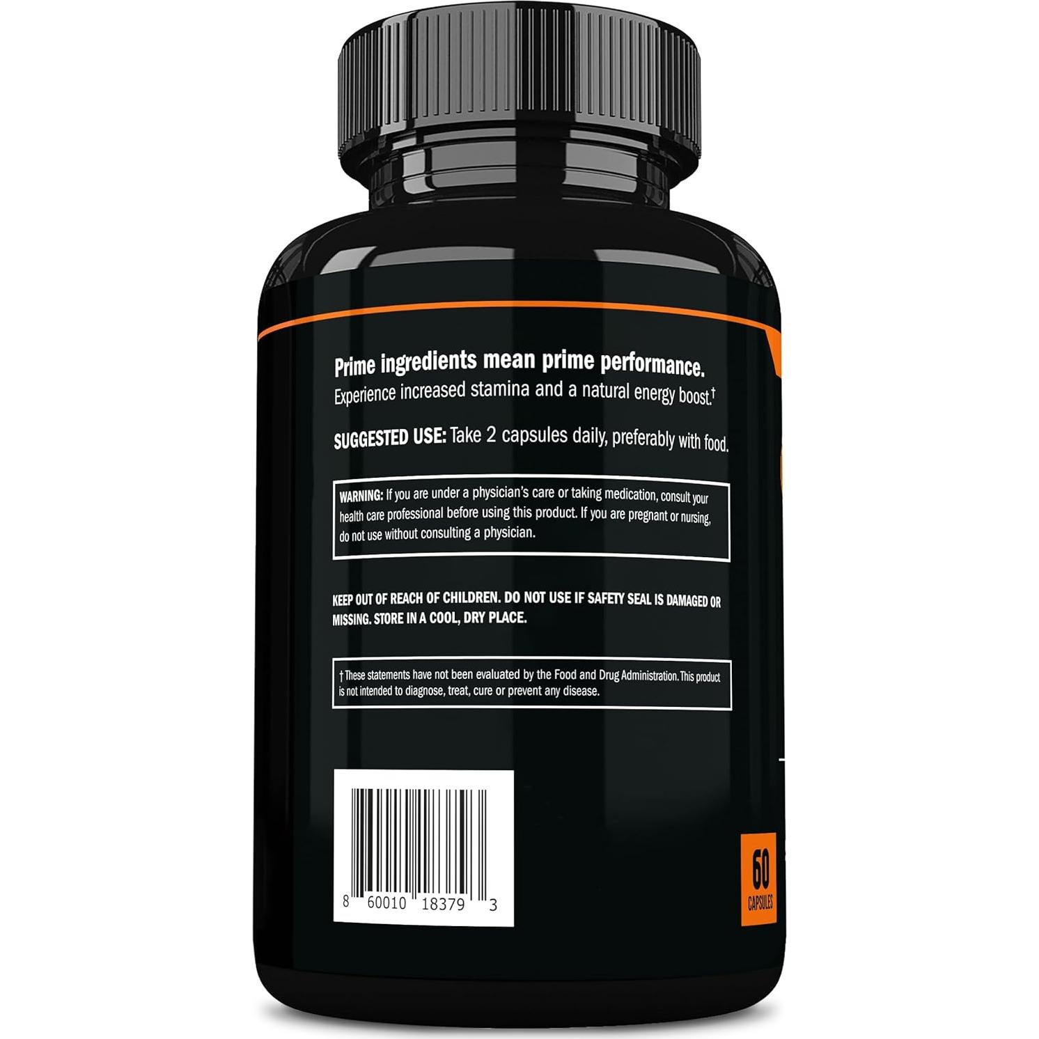 Cápsulas de Maca Negra Orgánica Prime Labs 1200mg - 60 Unidades