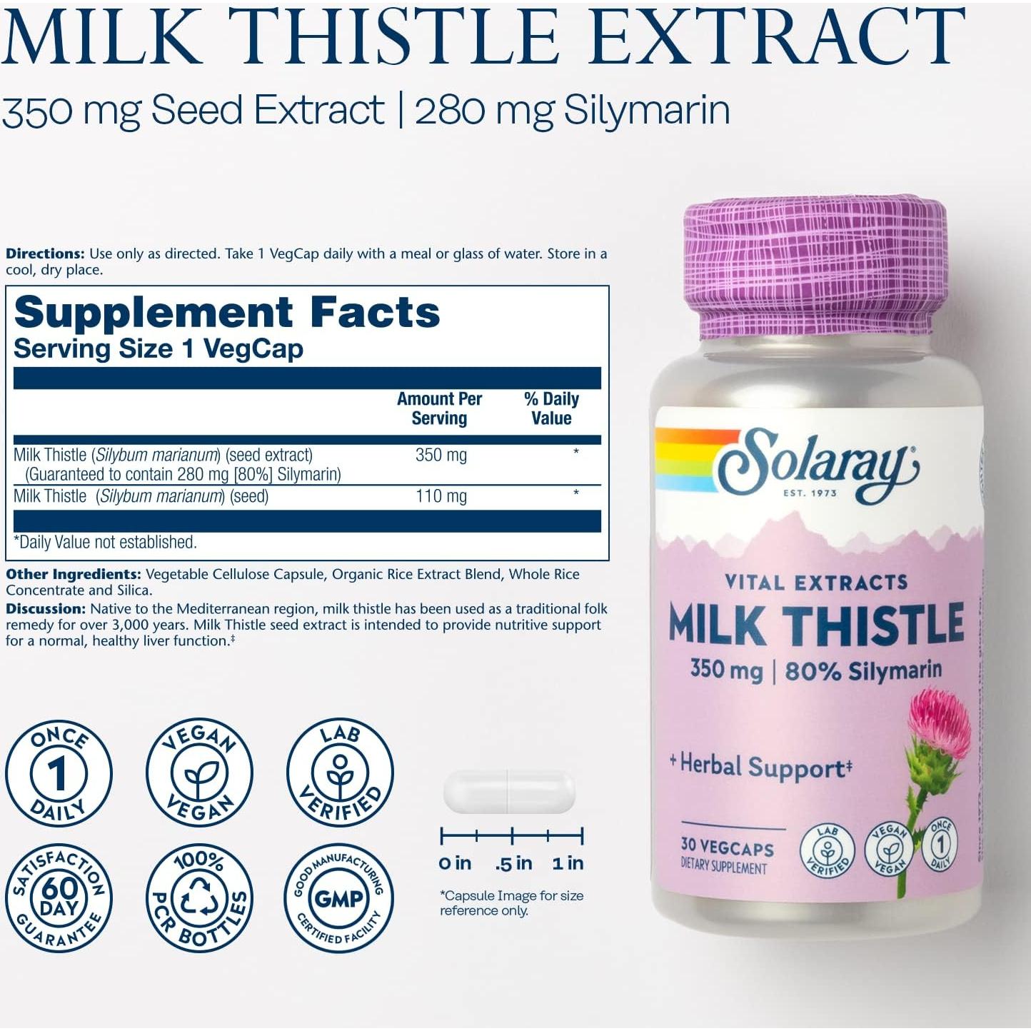 Suplemento Hepático Solaray Cardo Lechero 350 mg 30 VegCaps