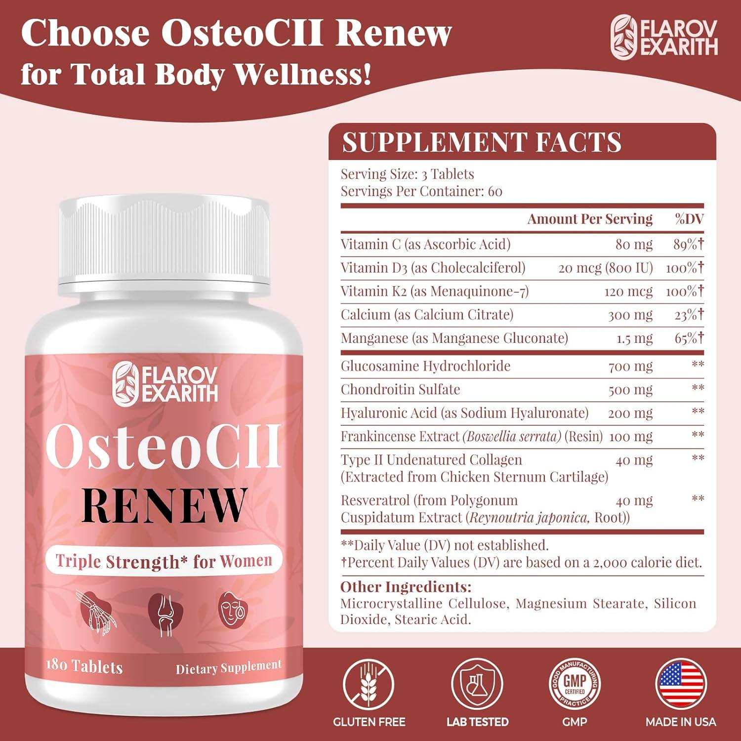 Suplemento Articular Flarovexarith OsteoCII Renew 180 Tabletas