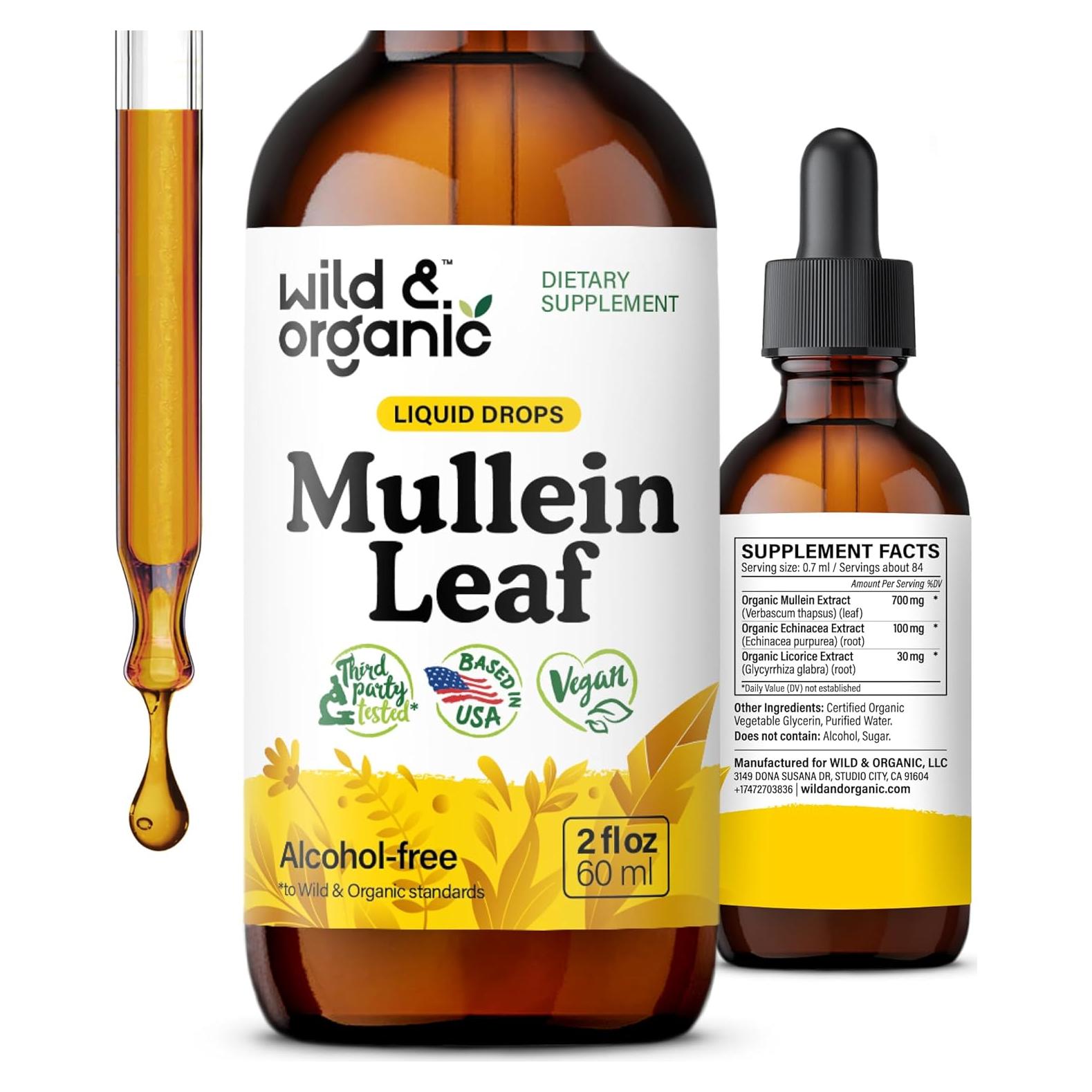 Tintura de Mullein Silvestre y Orgánico 59 ml - Apoyo Pulmonar
