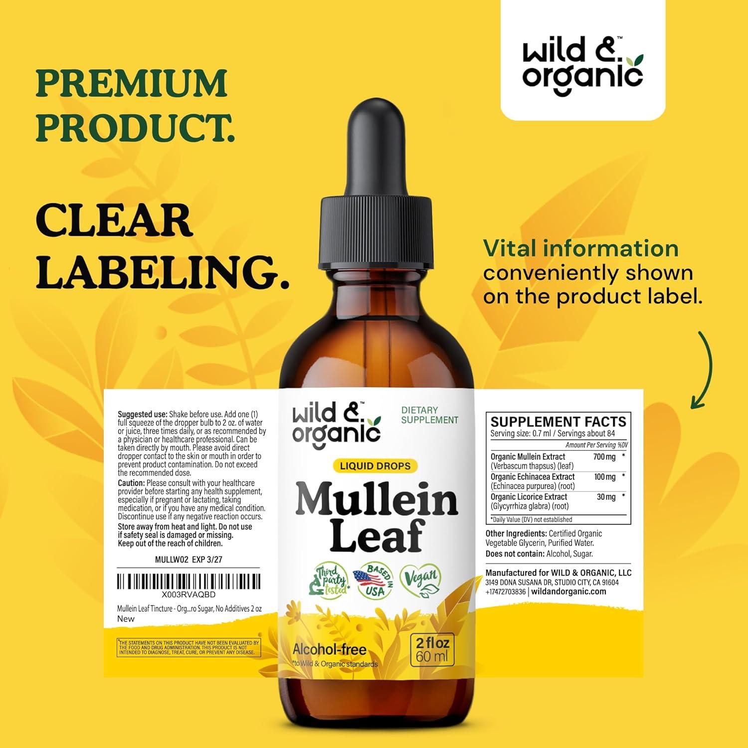 Tintura de Mullein Silvestre y Orgánico 59 ml - Apoyo Pulmonar