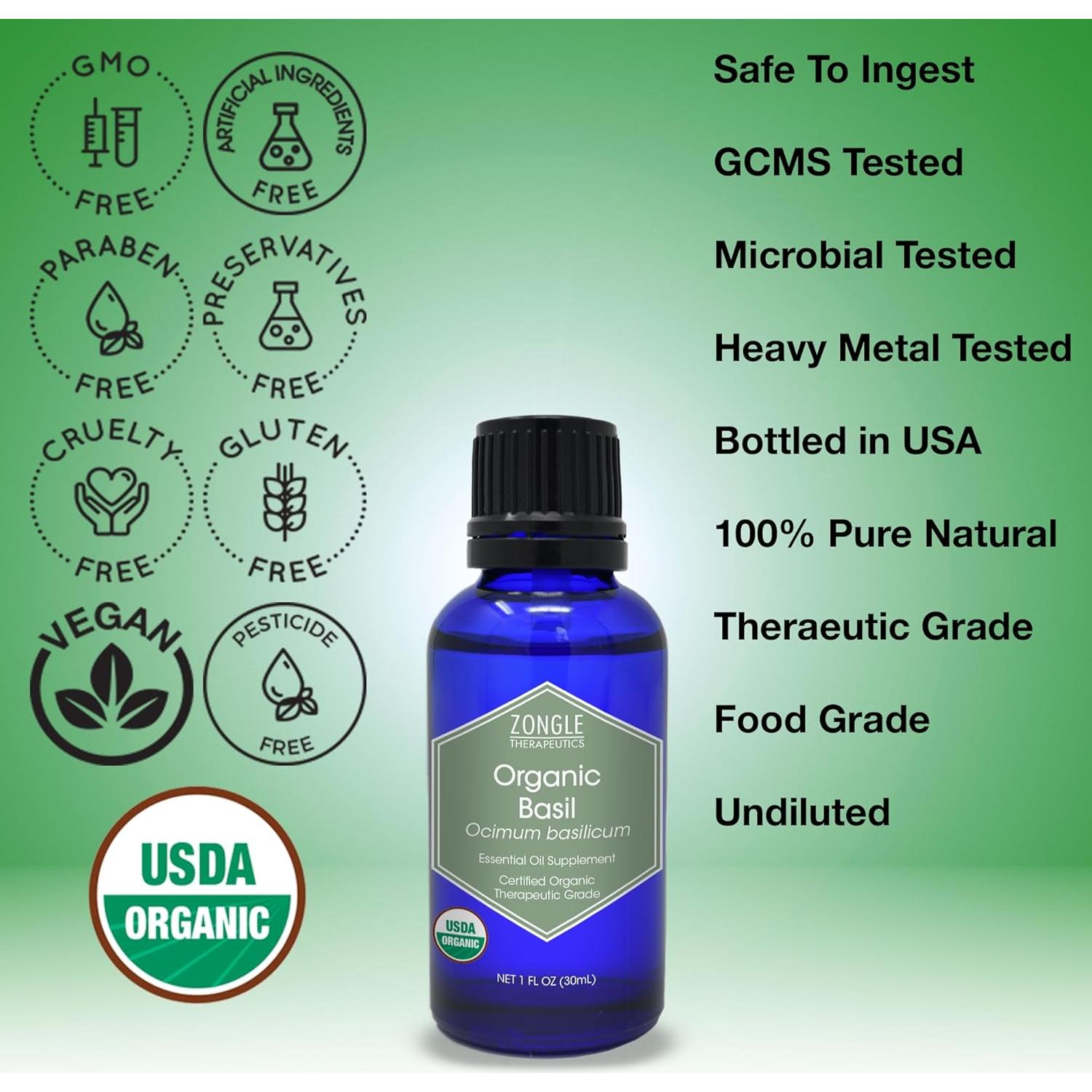 Aceite Esencial de Albahaca Orgánico Zongle 100% Puro 28 g