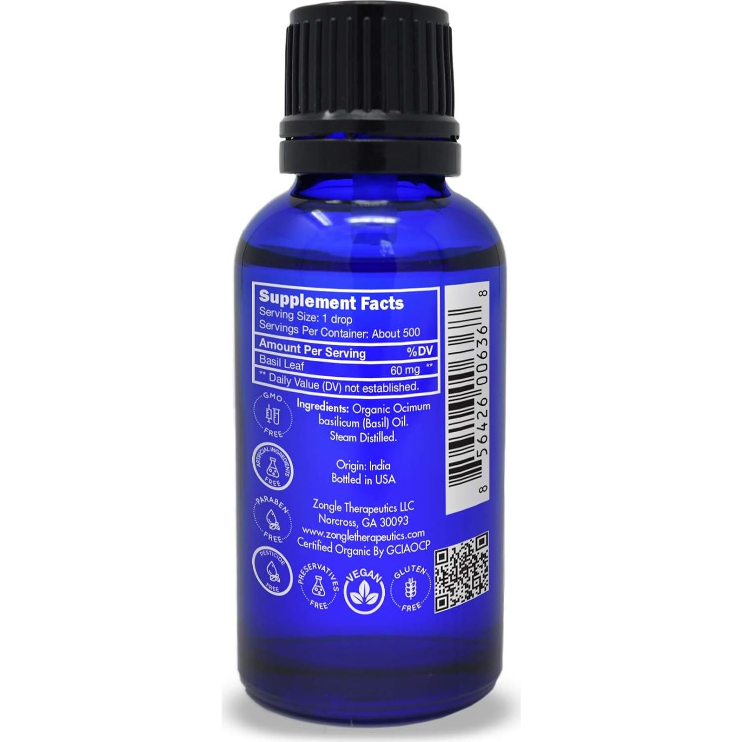 Aceite Esencial de Albahaca Orgánico Zongle 100% Puro 28 g