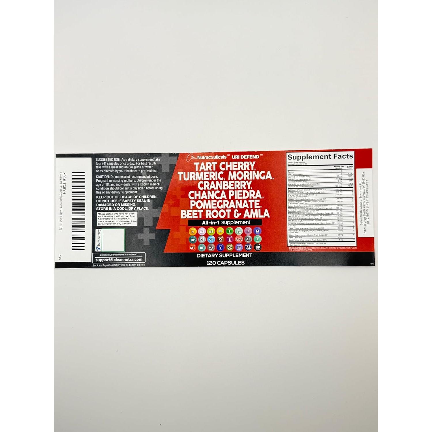 Cápsulas de Cereza Ácida Clean Nutraceuticals 120 Ct