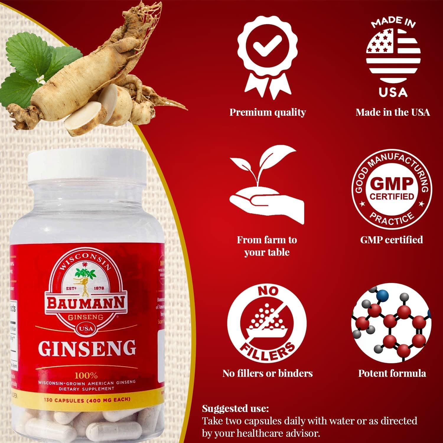 Cápsulas de Ginseng Americano Baumann 60 Pastillas 400 mg
