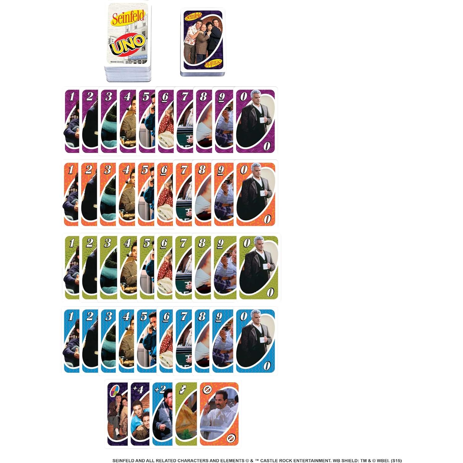Juego de Cartas UNO Seinfeld Mattel para 2 a 10 Jugadores
